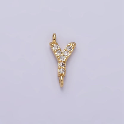 16K Gold Filled A-Z Initial Letter Micro Paved CZ Sideway Loop Personalized Jewelry For Necklace Bracelet Link Connector | A-651-A-663