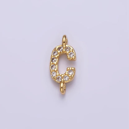 16K Gold Filled A-Z Initial Letter Micro Paved CZ Sideway Loop Personalized Jewelry For Necklace Bracelet Link Connector | A-651-A-663