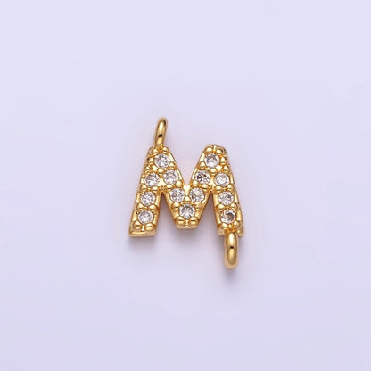 16K Gold Filled A-Z Initial Letter Micro Paved CZ Sideway Loop Personalized Jewelry For Necklace Bracelet Link Connector | A-651-A-663