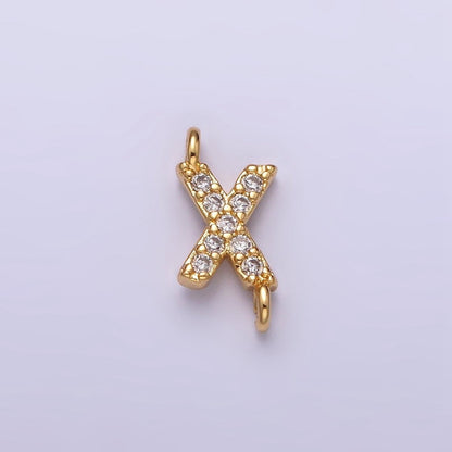 16K Gold Filled A-Z Initial Letter Micro Paved CZ Sideway Loop Personalized Jewelry For Necklace Bracelet Link Connector | A-651-A-663