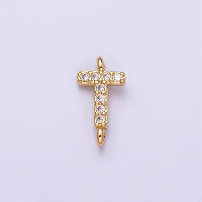 16K Gold Filled A-Z Initial Letter Micro Paved CZ Sideway Loop Personalized Jewelry For Necklace Bracelet Link Connector | A-651-A-663