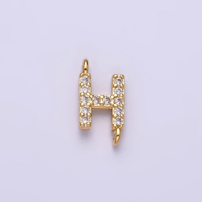 16K Gold Filled A-Z Initial Letter Micro Paved CZ Sideway Loop Personalized Jewelry For Necklace Bracelet Link Connector | A-651-A-663