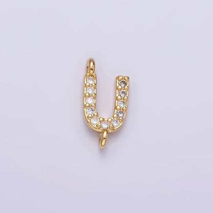 16K Gold Filled A-Z Initial Letter Micro Paved CZ Sideway Loop Personalized Jewelry For Necklace Bracelet Link Connector | A-651-A-663