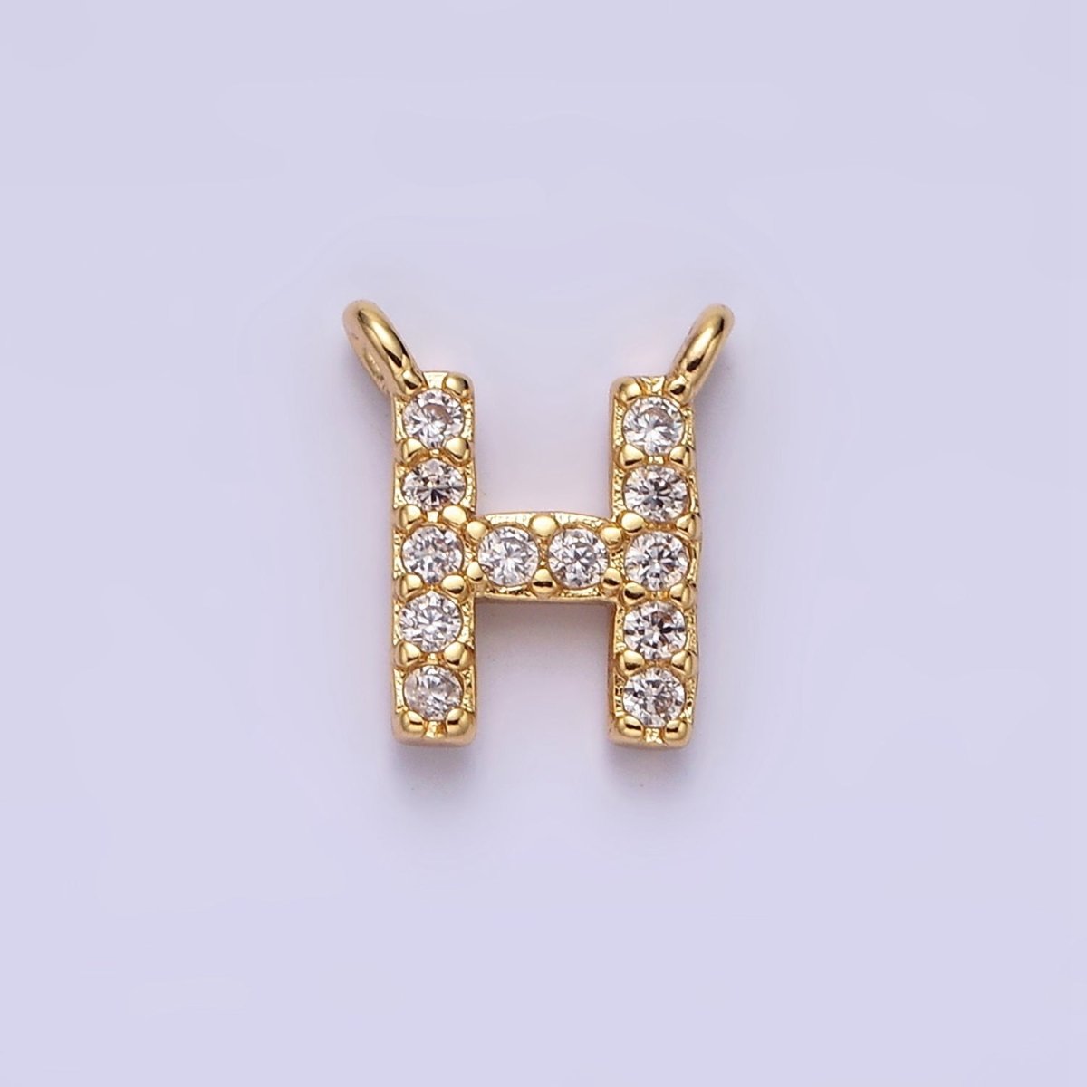 16K Gold Filled A-Z Initial Letter Micro Paved CZ Top Loop Personalized Connector | A-585-A-597