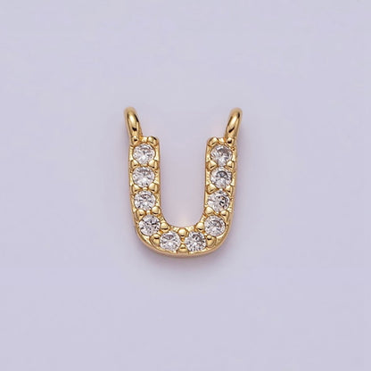 16K Gold Filled A-Z Initial Letter Micro Paved CZ Top Loop Personalized Connector | A-585-A-597
