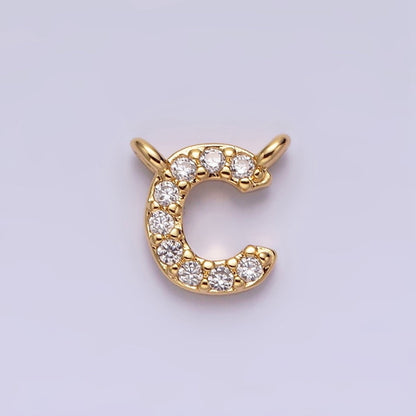 16K Gold Filled A-Z Initial Letter Micro Paved CZ Top Loop Personalized Connector | A-585-A-597