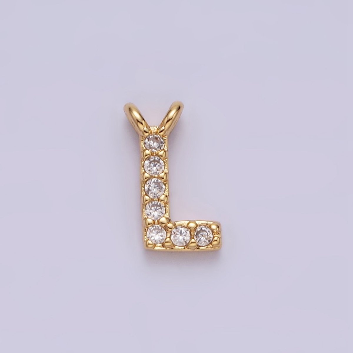 16K Gold Filled A-Z Initial Letter Micro Paved CZ Top Loop Personalized Connector | A-585-A-597