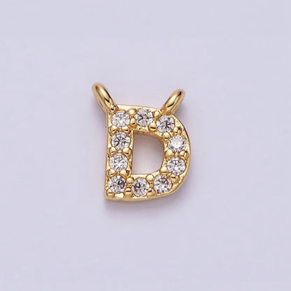 16K Gold Filled A-Z Initial Letter Micro Paved CZ Top Loop Personalized Connector | A-585-A-597