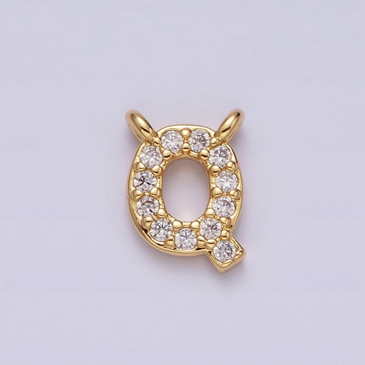 16K Gold Filled A-Z Initial Letter Micro Paved CZ Top Loop Personalized Connector | A-585-A-597