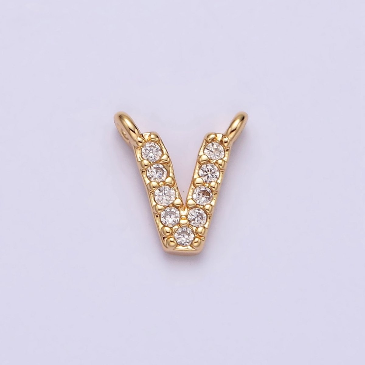 16K Gold Filled A-Z Initial Letter Micro Paved CZ Top Loop Personalized Connector | A-585-A-597