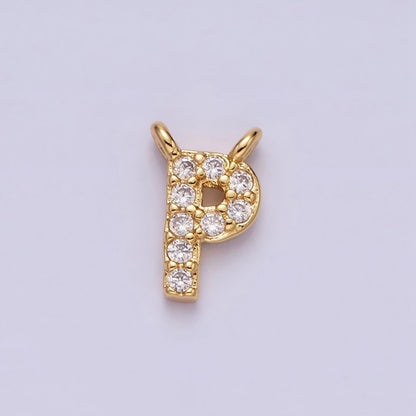 16K Gold Filled A-Z Initial Letter Micro Paved CZ Top Loop Personalized Connector | A-585-A-597
