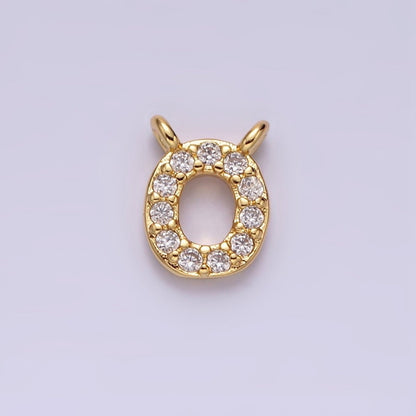 16K Gold Filled A-Z Initial Letter Micro Paved CZ Top Loop Personalized Connector | A-585-A-597
