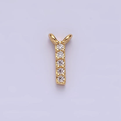 16K Gold Filled A-Z Initial Letter Micro Paved CZ Top Loop Personalized Connector | A-585-A-597