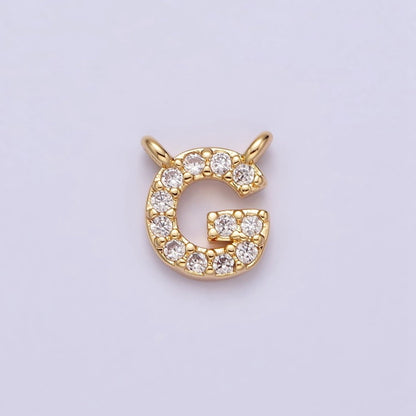 16K Gold Filled A-Z Initial Letter Micro Paved CZ Top Loop Personalized Connector | A-585-A-597