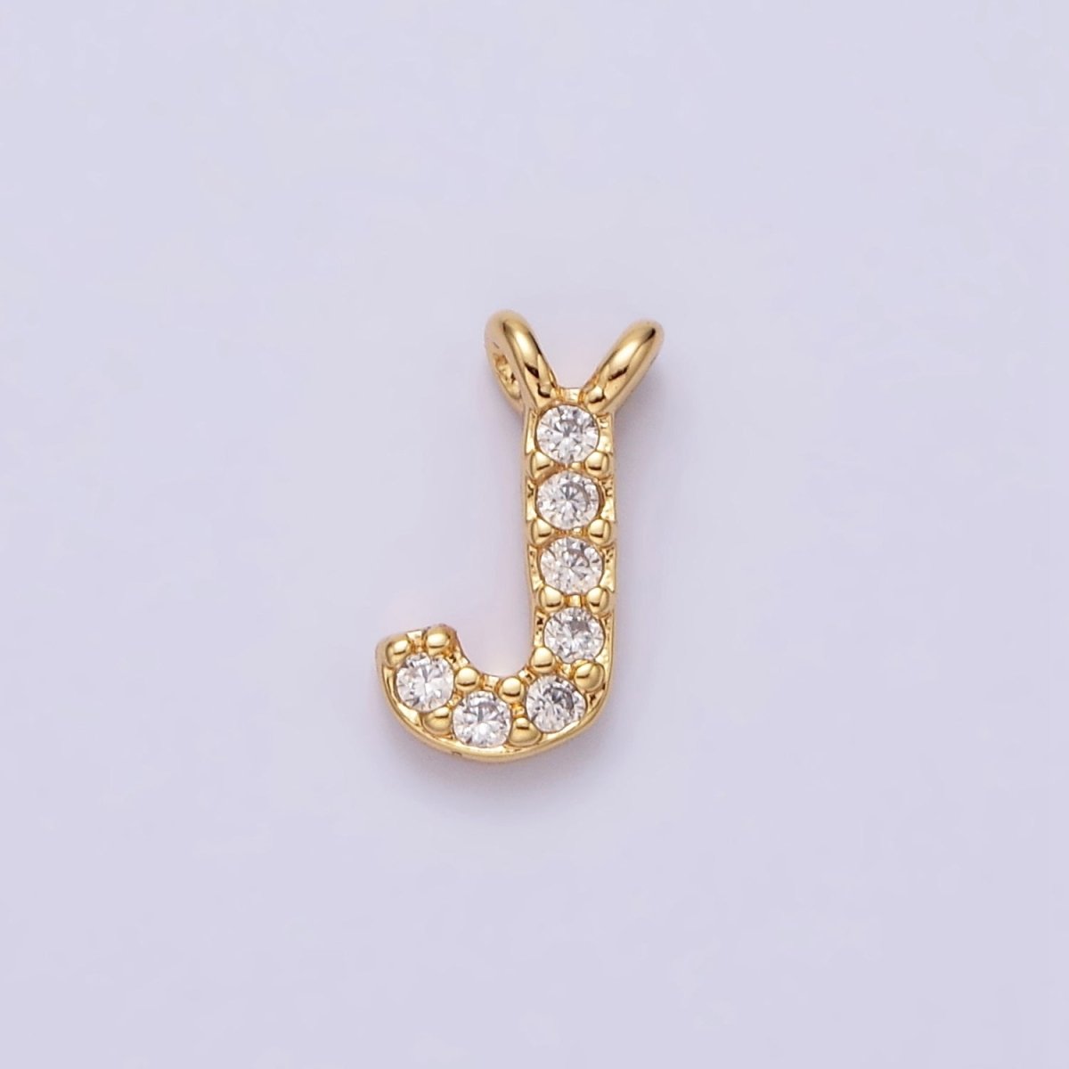 16K Gold Filled A-Z Initial Letter Micro Paved CZ Top Loop Personalized Connector | A-585-A-597