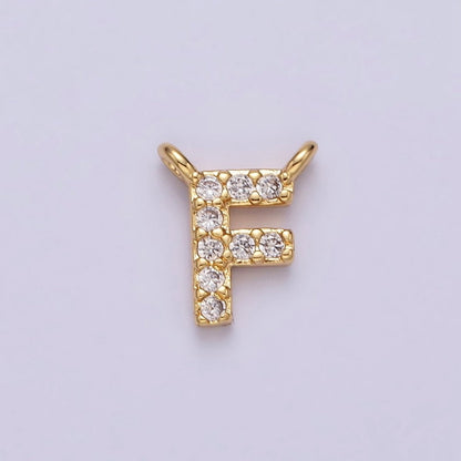 16K Gold Filled A-Z Initial Letter Micro Paved CZ Top Loop Personalized Connector | A-585-A-597