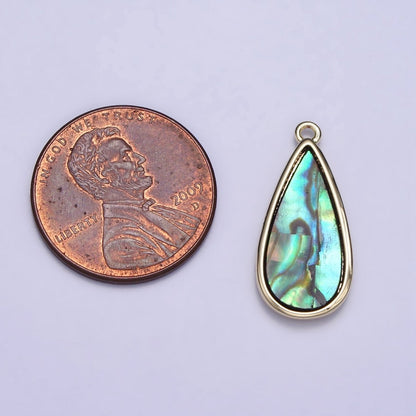 16K Gold Filled Abalone 21.3mm Teardrop Charm | AC1058