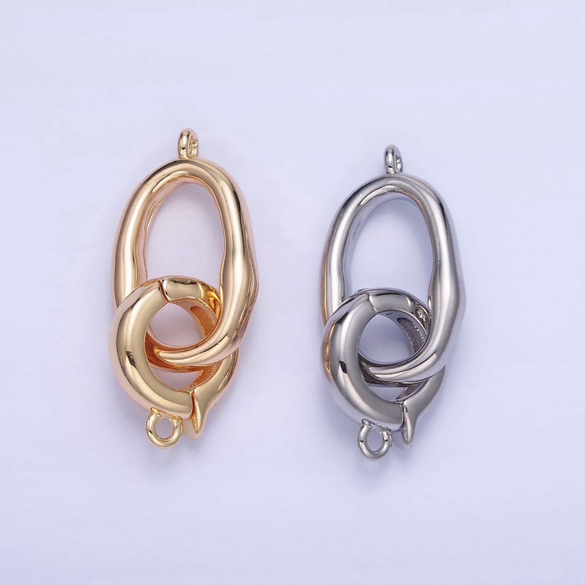 16K Gold Filled Abstract Rectangular Snap Latch Finding in Gold &amp; Silver | Z793