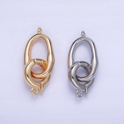 16K Gold Filled Abstract Rectangular Snap Latch Finding in Gold &amp; Silver | Z793
