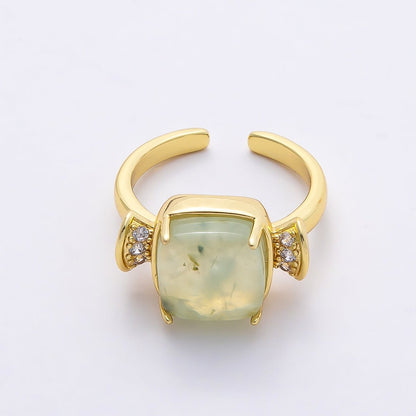 16K Gold Filled Amethyst, Aquamarine, Peridot, White Quartz Square Micro Paved CZ Ring | Rings-00109 ~ Rings-00112