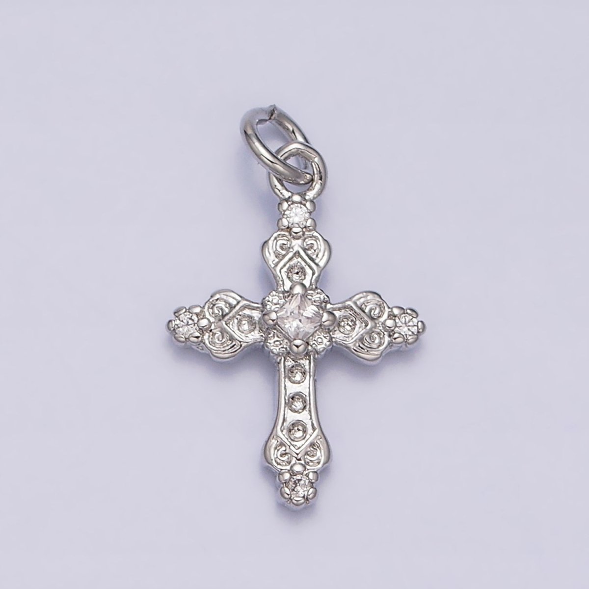 16K Gold Filled Artisan Textured Religious Cross Charm in Gold &amp; Silver | AC1061 AC1062