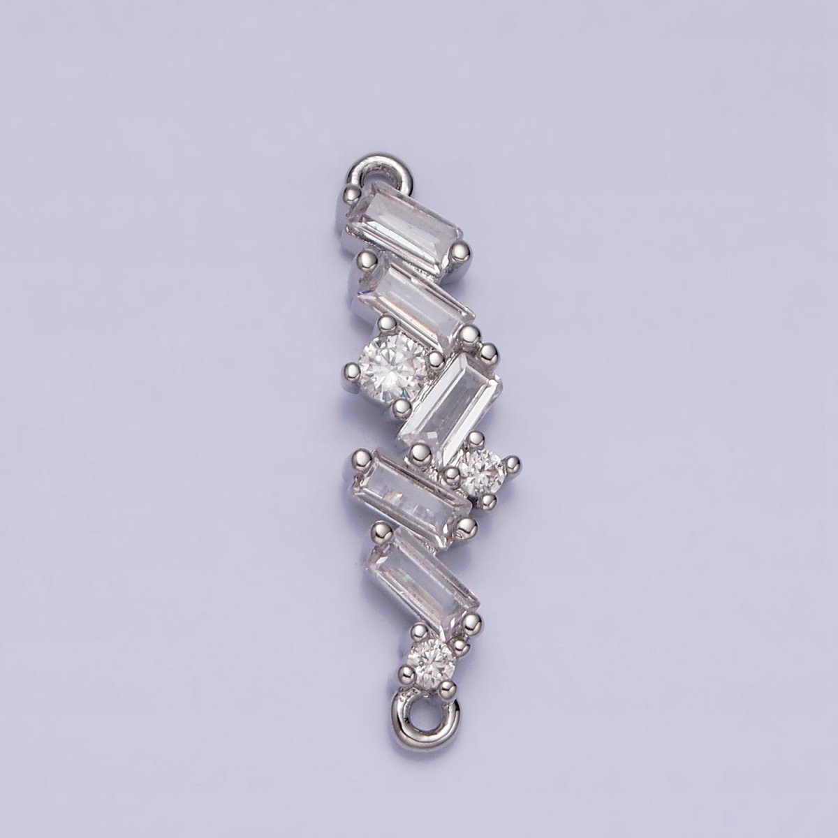 16K Gold Filled Baguette Clear CZ Zig Zag Connector in Gold &amp; Silver | Y-908