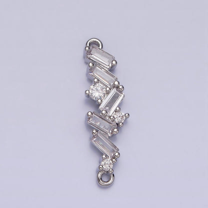 16K Gold Filled Baguette Clear CZ Zig Zag Connector in Gold &amp; Silver | Y-908
