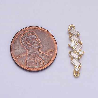 16K Gold Filled Baguette Clear CZ Zig Zag Connector in Gold &amp; Silver | Y-908