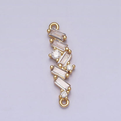 16K Gold Filled Baguette Clear CZ Zig Zag Connector in Gold &amp; Silver | Y-908