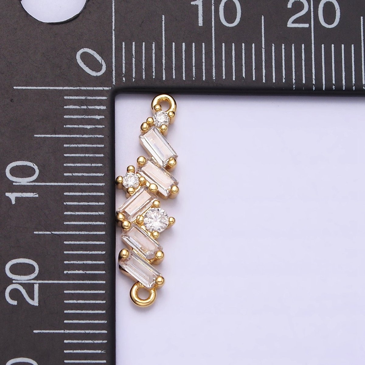 16K Gold Filled Baguette Clear CZ Zig Zag Connector in Gold &amp; Silver | Y-908