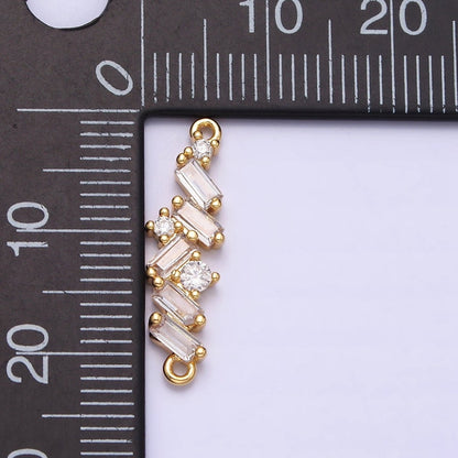 16K Gold Filled Baguette Clear CZ Zig Zag Connector in Gold &amp; Silver | Y-908