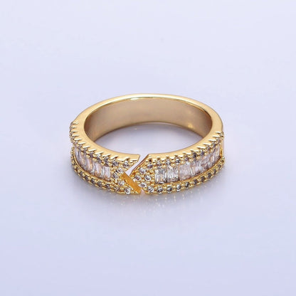 16K Gold Filled Baguette CZ Micro Paved Arrow Band Ring in Gold &amp; Silver |  O-1921