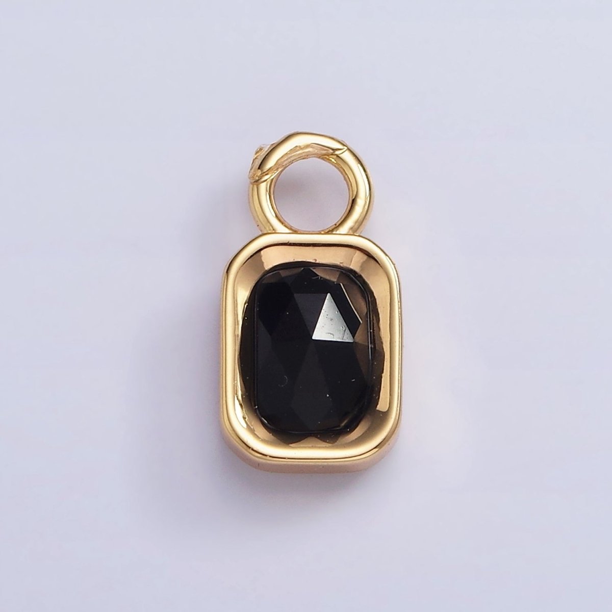 16K Gold Filled Baguette Multifaceted Natural Gemstone Personalized Add-On Charm | AC1492 - AC1504