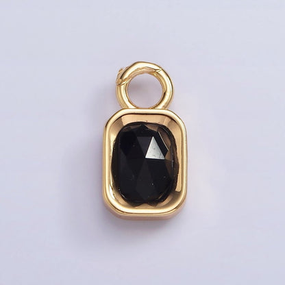 16K Gold Filled Baguette Multifaceted Natural Gemstone Personalized Add-On Charm | AC1492 - AC1504