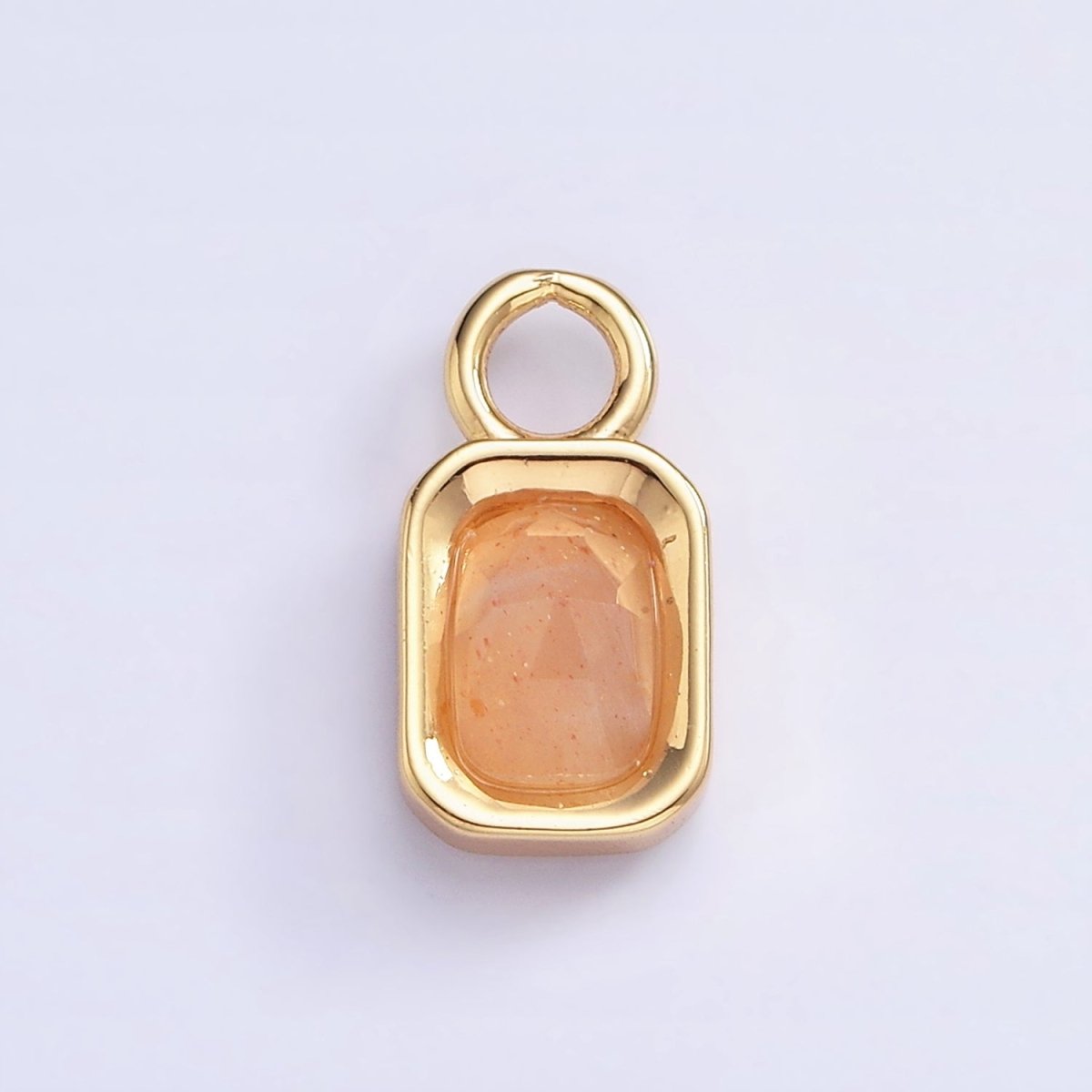 16K Gold Filled Baguette Multifaceted Natural Gemstone Personalized Add-On Charm | AC1492 - AC1504
