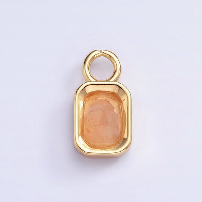 16K Gold Filled Baguette Multifaceted Natural Gemstone Personalized Add-On Charm | AC1492 - AC1504