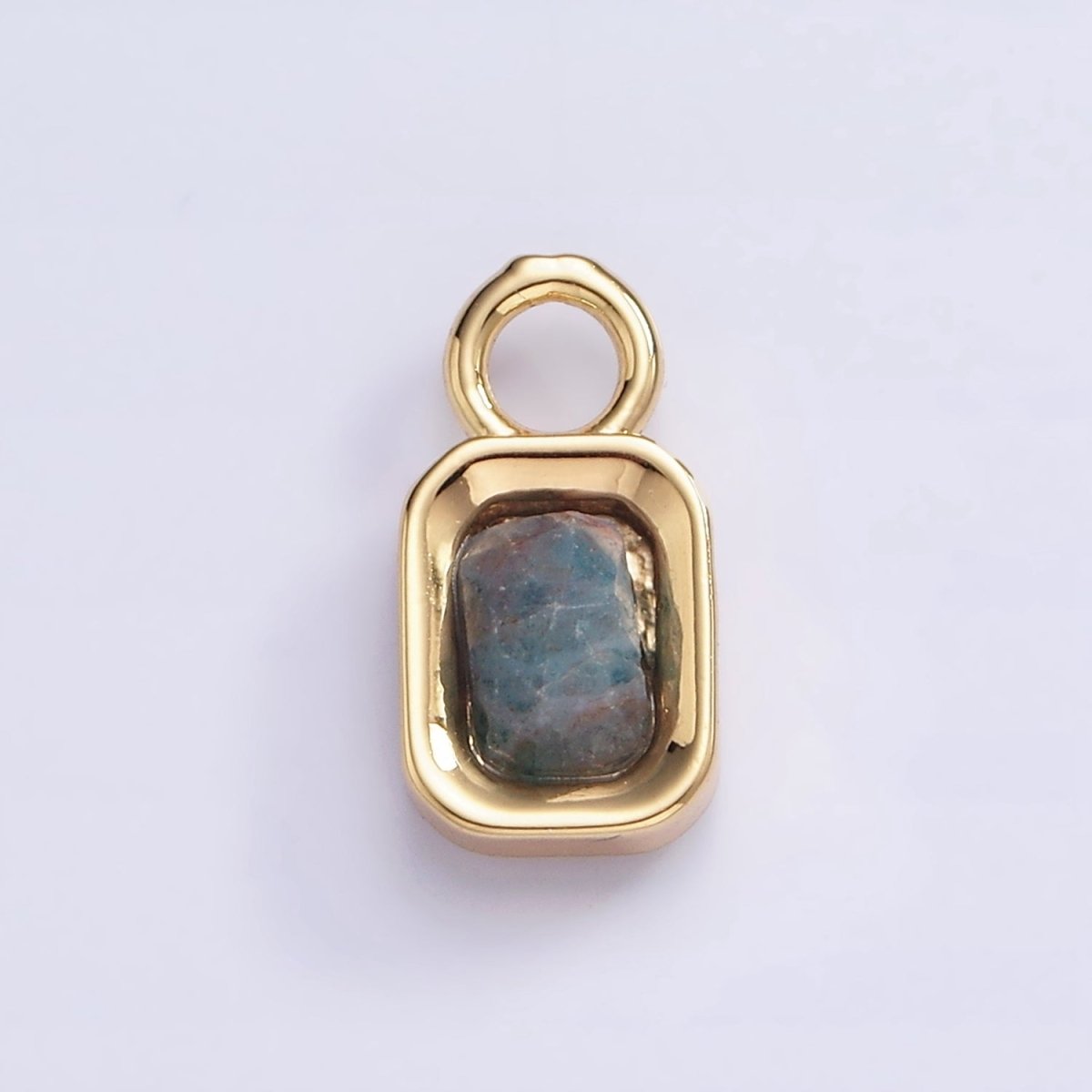 16K Gold Filled Baguette Multifaceted Natural Gemstone Personalized Add-On Charm | AC1492 - AC1504