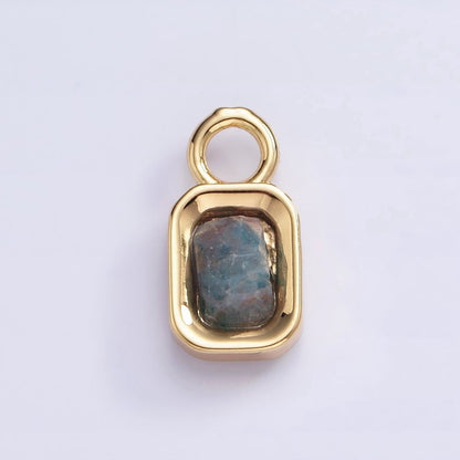16K Gold Filled Baguette Multifaceted Natural Gemstone Personalized Add-On Charm | AC1492 - AC1504