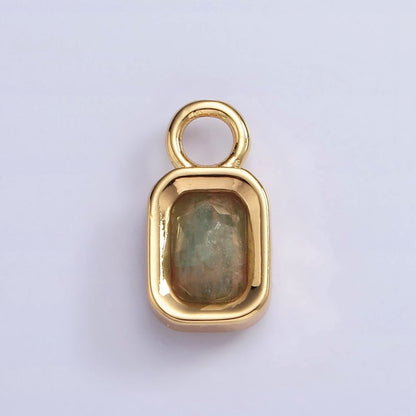 16K Gold Filled Baguette Multifaceted Natural Gemstone Personalized Add-On Charm | AC1492 - AC1504