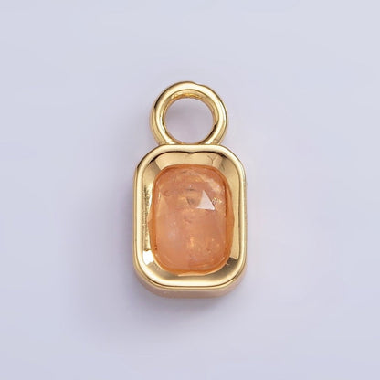 16K Gold Filled Baguette Multifaceted Natural Gemstone Personalized Add-On Charm | AC1492 - AC1504