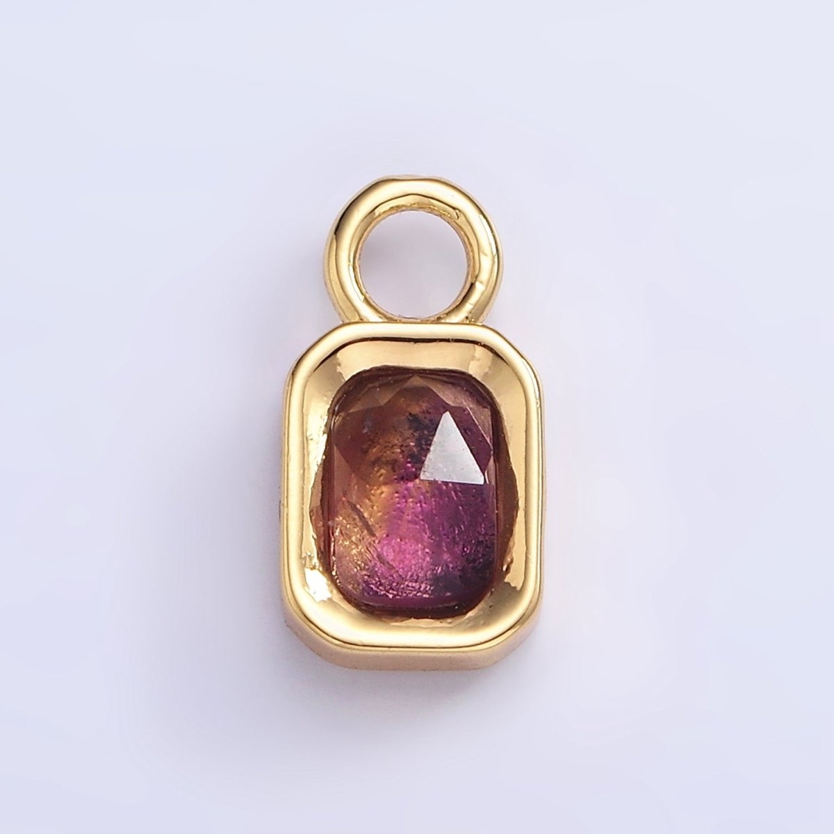 16K Gold Filled Baguette Multifaceted Natural Gemstone Personalized Add-On Charm | AC1492 - AC1504