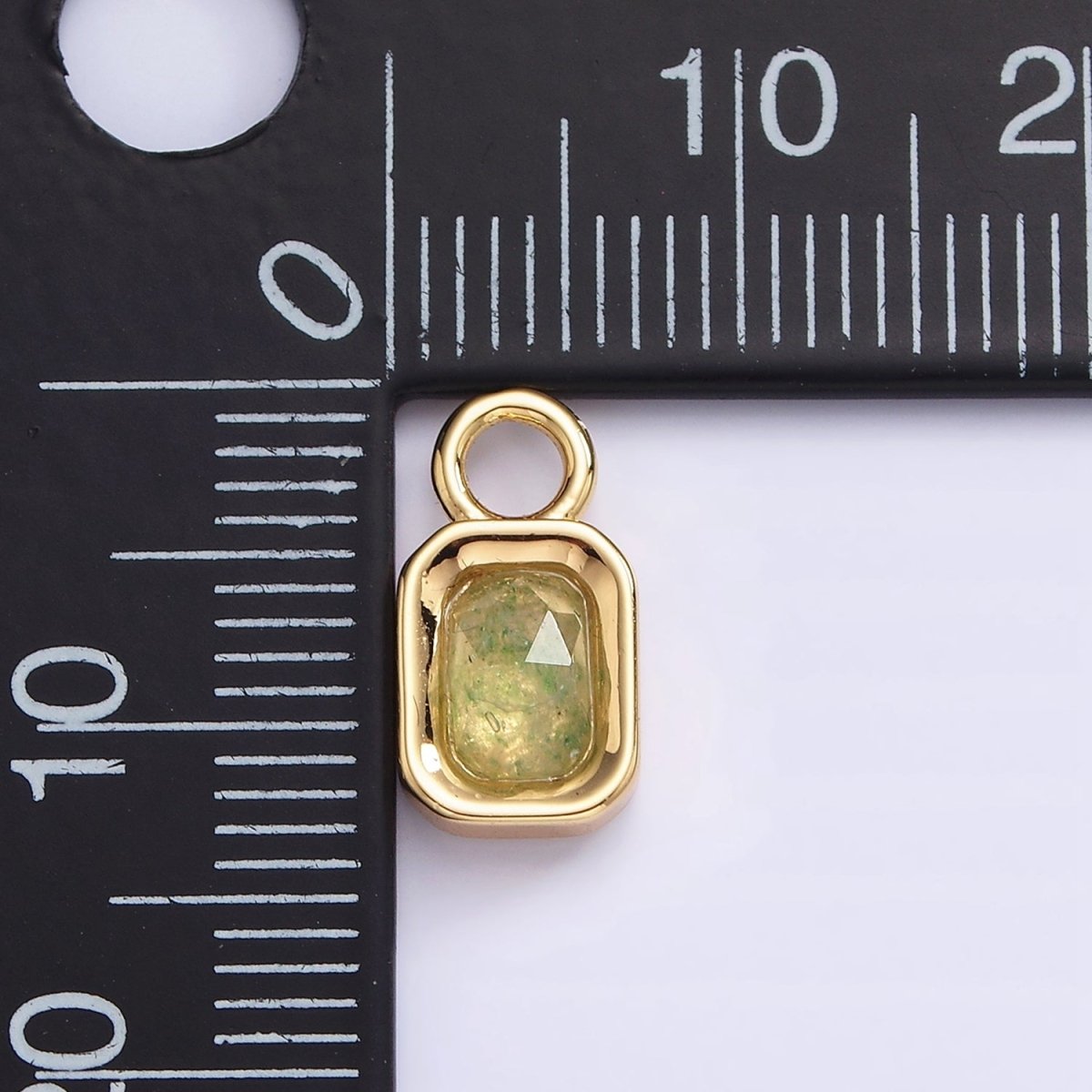 16K Gold Filled Baguette Multifaceted Natural Gemstone Personalized Add-On Charm | AC1492 - AC1504