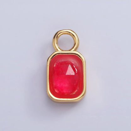 16K Gold Filled Baguette Multifaceted Natural Gemstone Personalized Add-On Charm | AC1492 - AC1504