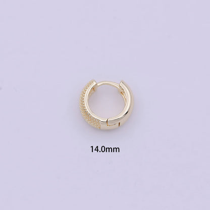 16K Gold Filled Bead Textured 10mm, 13mm, 14mm Hoop Huggie Earring T-265 ~ T-267