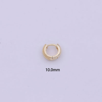 16K Gold Filled Bead Textured 10mm, 13mm, 14mm Hoop Huggie Earring T-265 ~ T-267