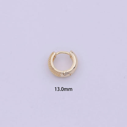 16K Gold Filled Bead Textured 10mm, 13mm, 14mm Hoop Huggie Earring T-265 ~ T-267