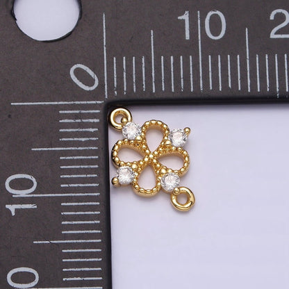 16K Gold Filled Beaded Quatrefoil Clover Butterfly CZ Connector in Gold &amp; Silver | Y-910