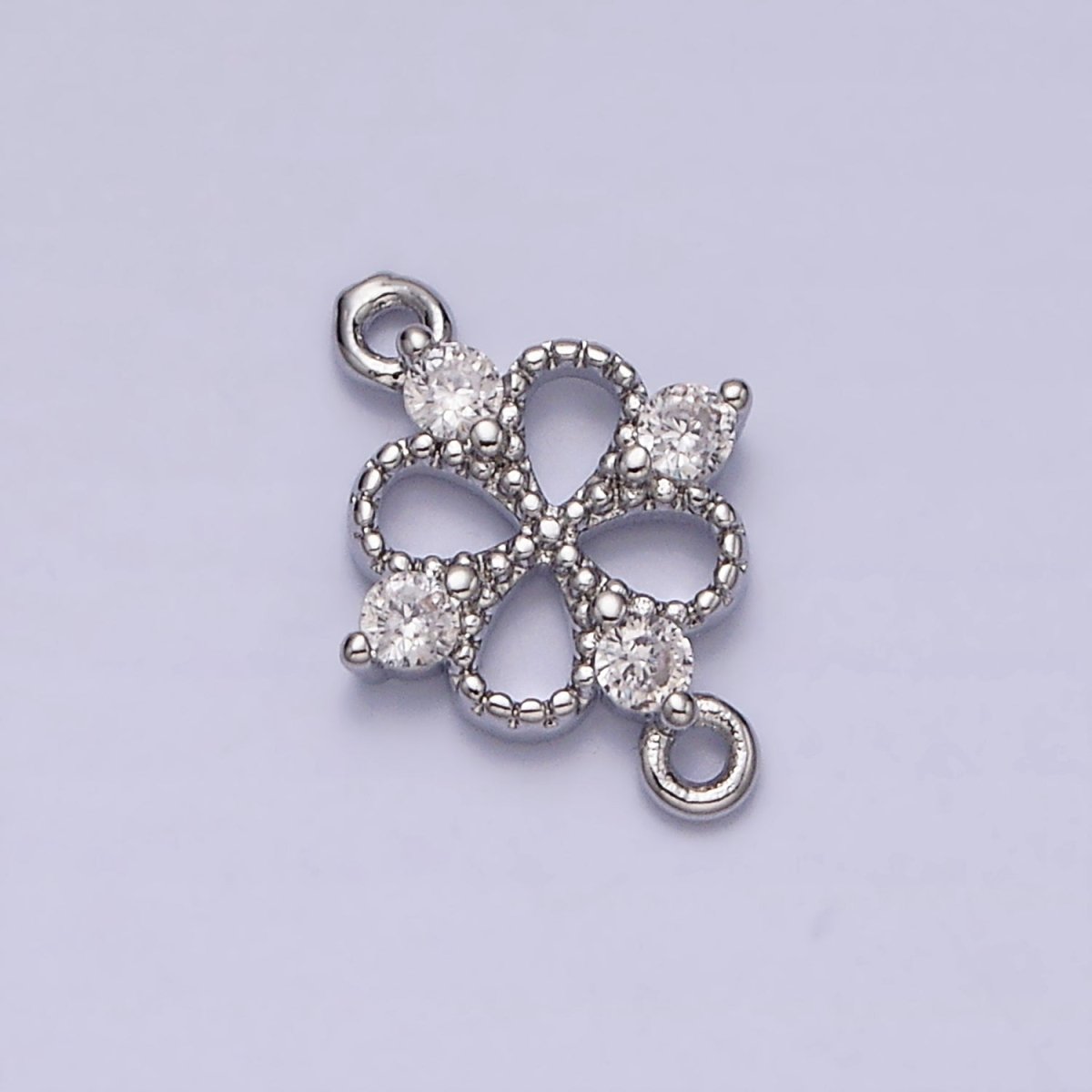 16K Gold Filled Beaded Quatrefoil Clover Butterfly CZ Connector in Gold &amp; Silver | Y-910