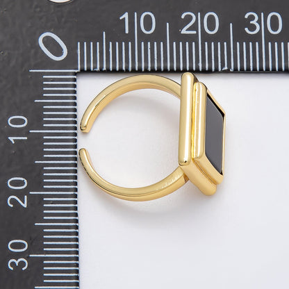 16K Gold Filled Black Bezel Square Solitaire Ring | Rings-00060