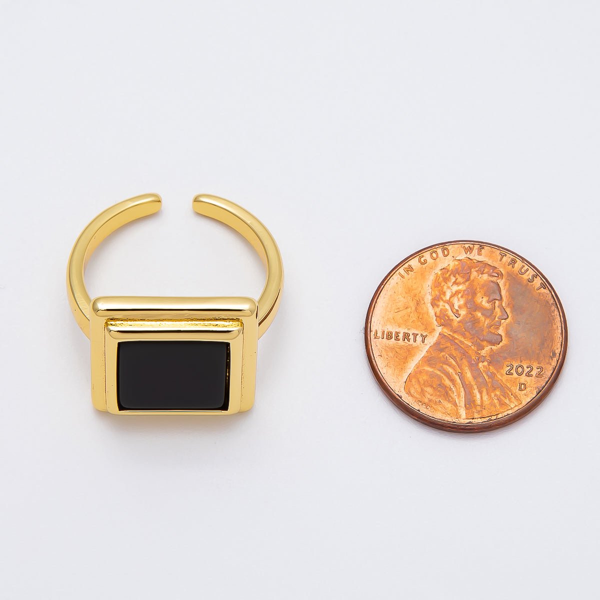16K Gold Filled Black Bezel Square Solitaire Ring | Rings-00060